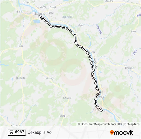 Автобус 6967: карта маршрута