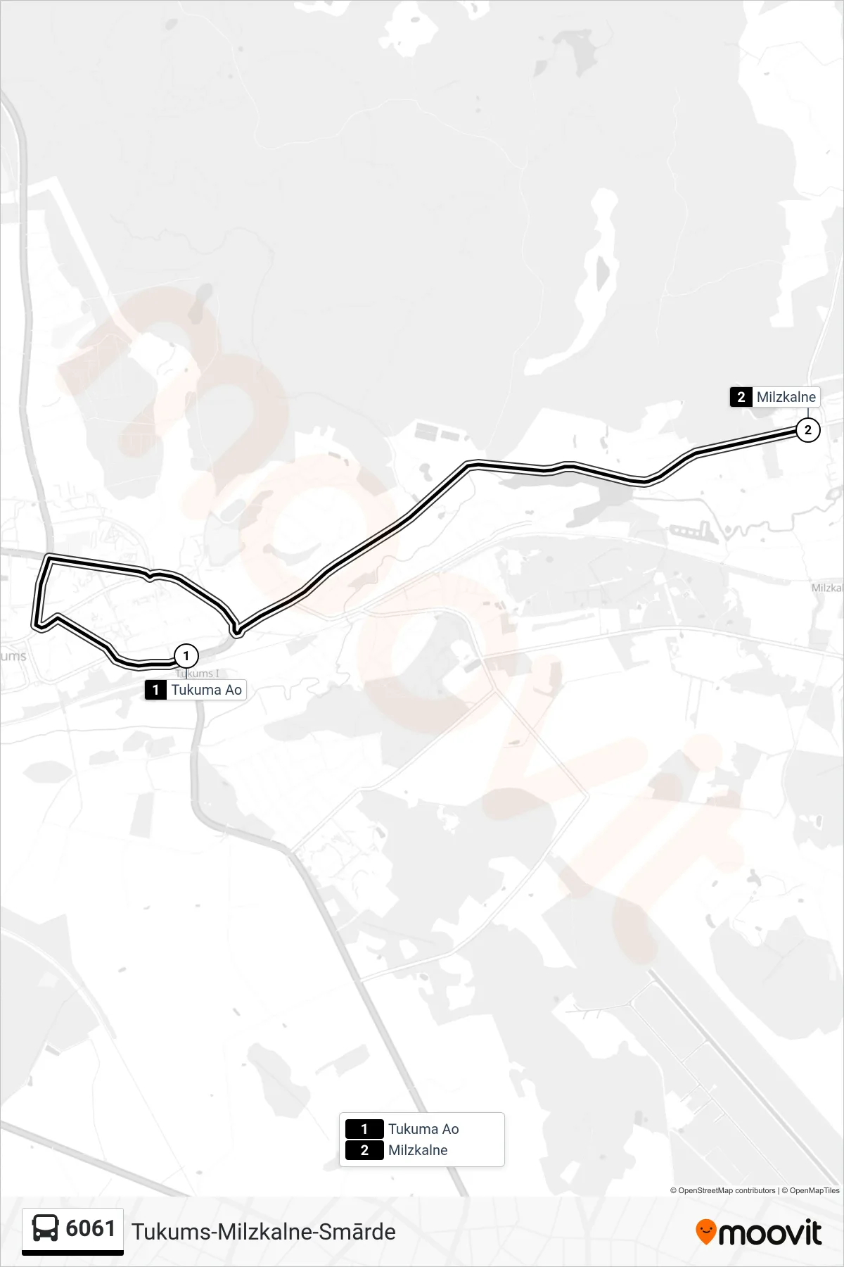6061 bus Line (Milzkalne) route and stops on a map