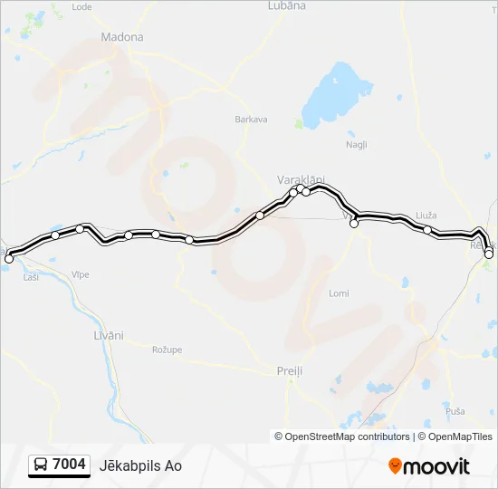 Автобус 7004: карта маршрута