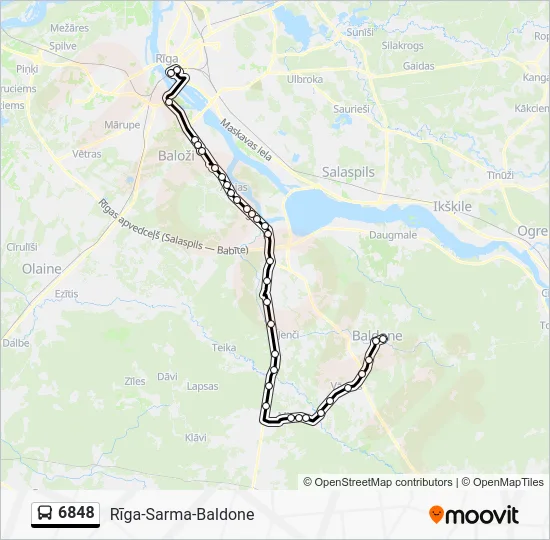 Автобус 6848: карта маршрута