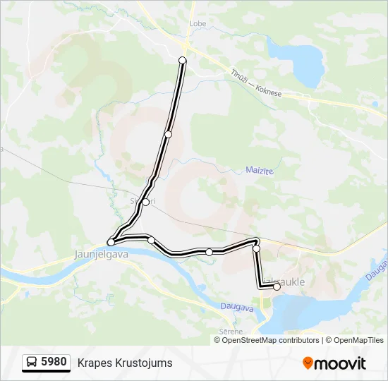 Автобус 5980: карта маршрута