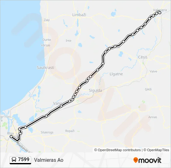 Автобус 7599: карта маршрута