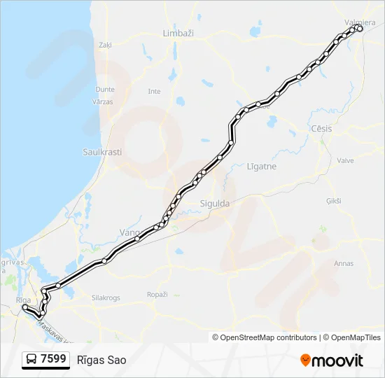 Автобус 7599: карта маршрута