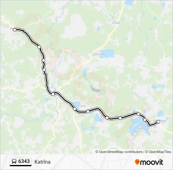 Автобус 6343: карта маршрута