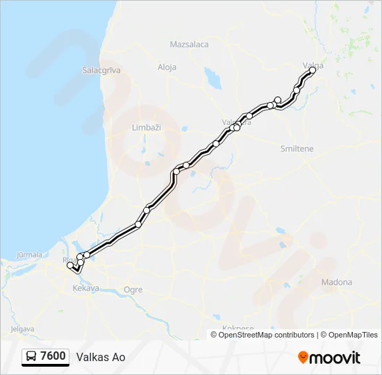 Автобус 7600: карта маршрута
