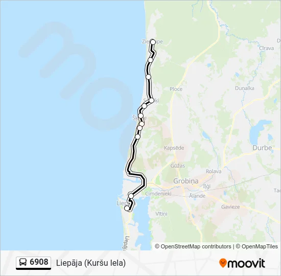 Автобус 6908: карта маршрута