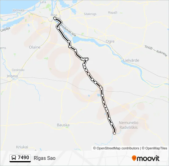 Автобус 7490: карта маршрута