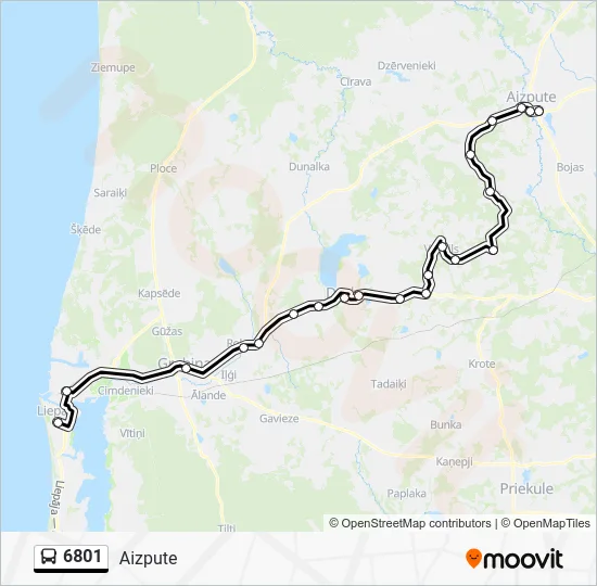 Автобус 6801: карта маршрута
