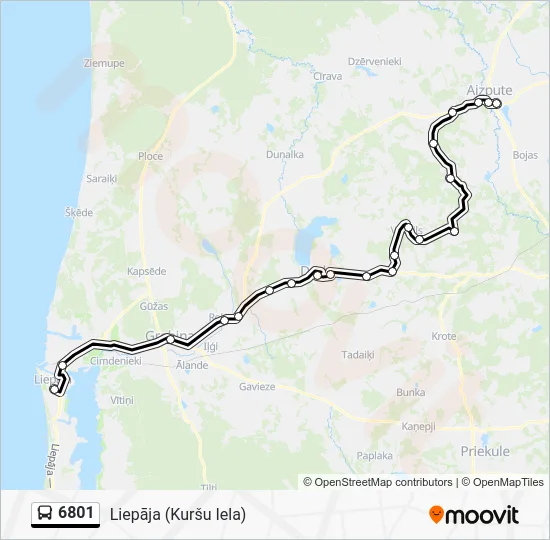 Автобус 6801: карта маршрута