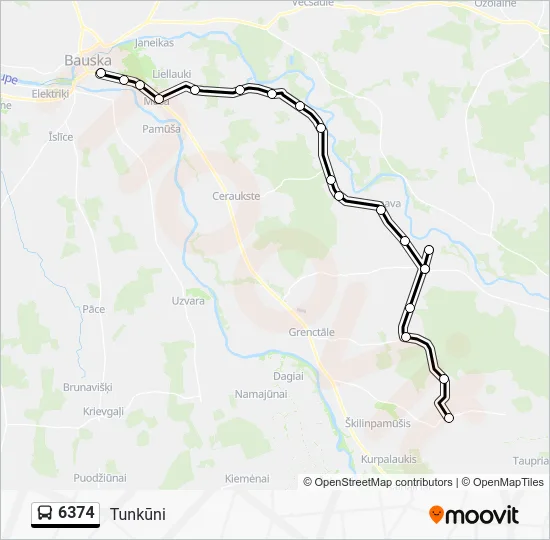 Автобус 6374: карта маршрута