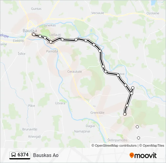 Автобус 6374: карта маршрута