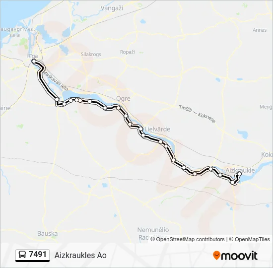 Автобус 7491: карта маршрута