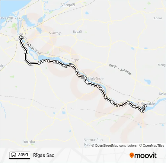 Автобус 7491: карта маршрута