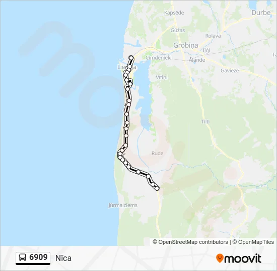 Автобус 6909: карта маршрута