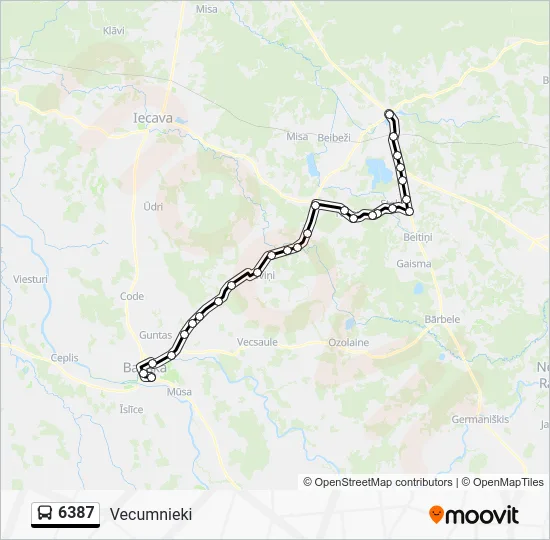 Автобус 6387: карта маршрута