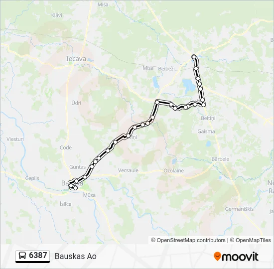 Автобус 6387: карта маршрута