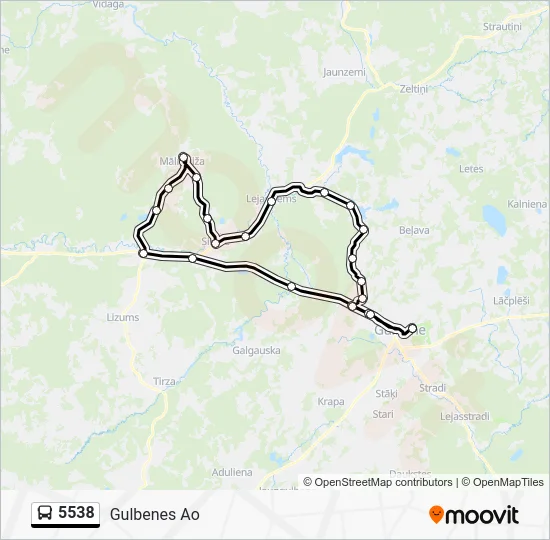 Автобус 5538: карта маршрута