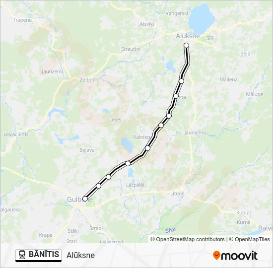 Поезд BĀNĪTIS: карта маршрута