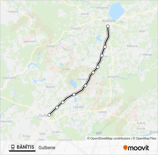 Поезд BĀNĪTIS: карта маршрута