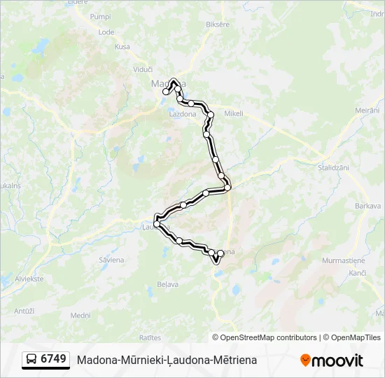 Автобус 6749: карта маршрута