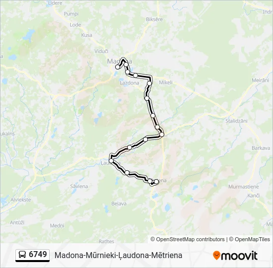Автобус 6749: карта маршрута