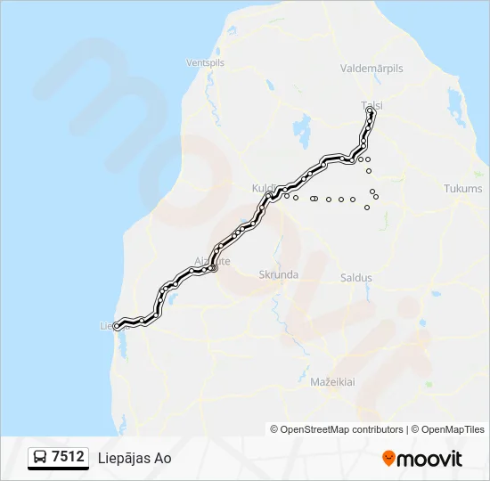 Автобус 7512: карта маршрута
