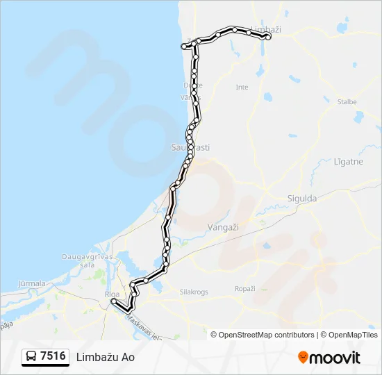 Автобус 7516: карта маршрута