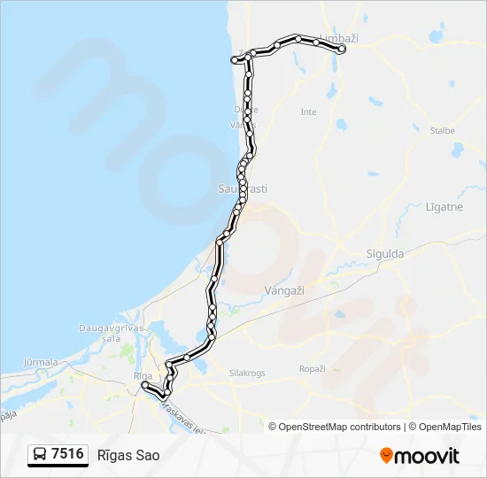 Автобус 7516: карта маршрута