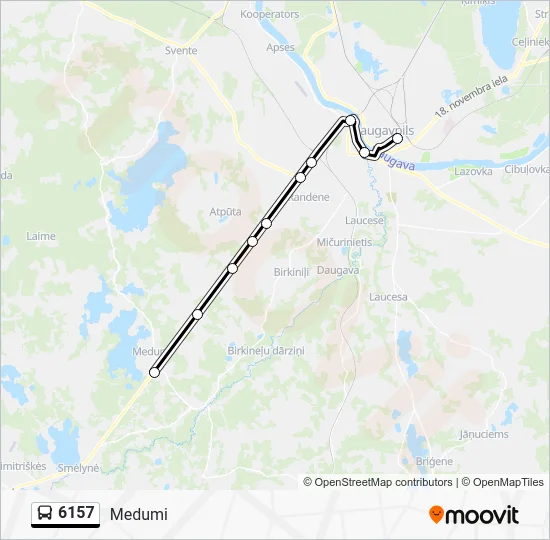 Автобус 6157: карта маршрута