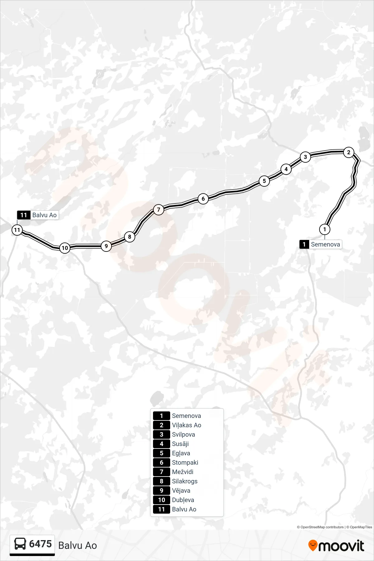 6475 bus Line (Balvu Ao) route and stops on a map