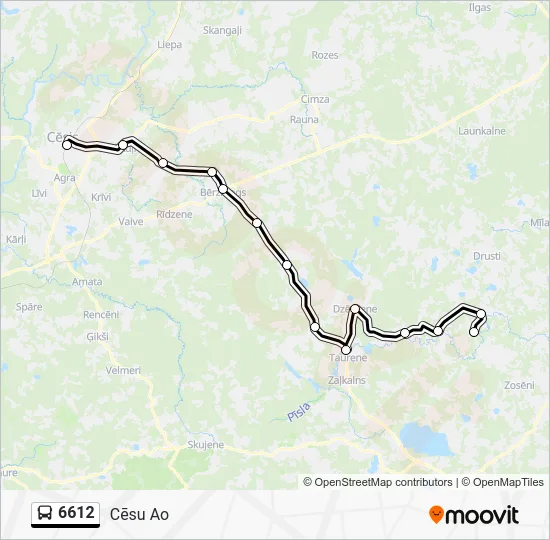 Автобус 6612: карта маршрута