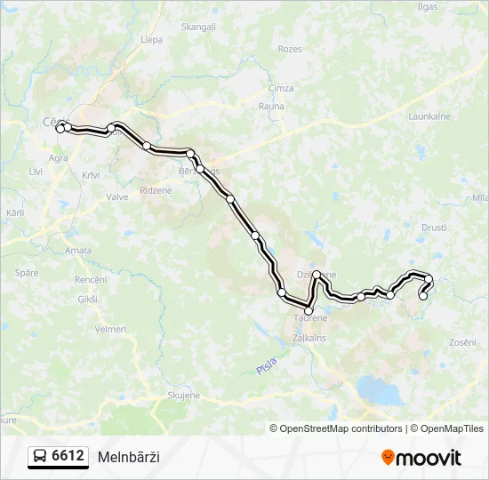 Автобус 6612: карта маршрута