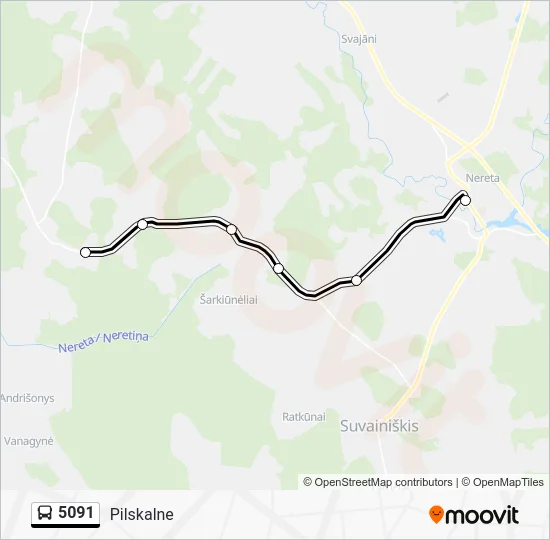 Автобус 5091: карта маршрута