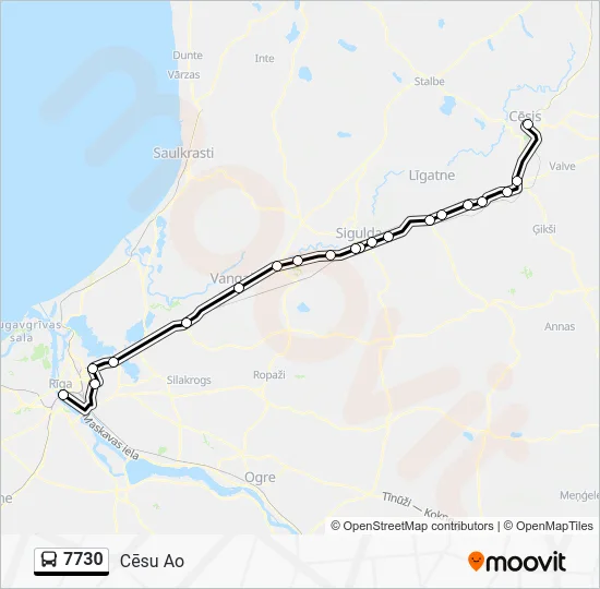 Автобус 7730: карта маршрута