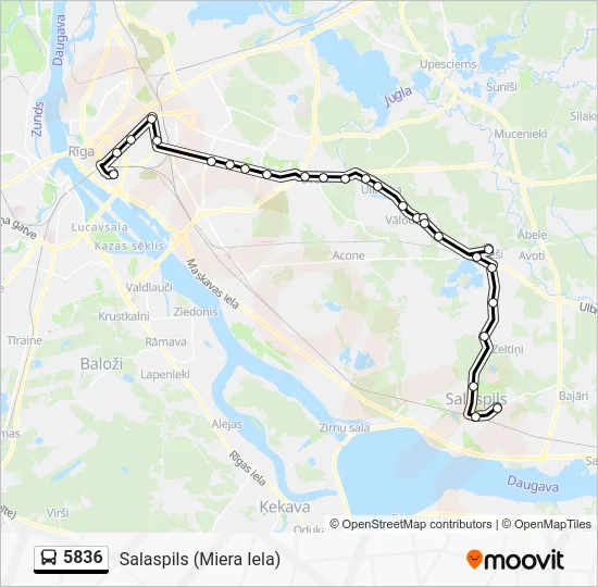 Автобус 5836: карта маршрута