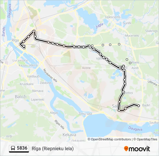Автобус 5836: карта маршрута