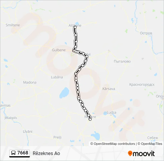 Автобус 7668: карта маршрута