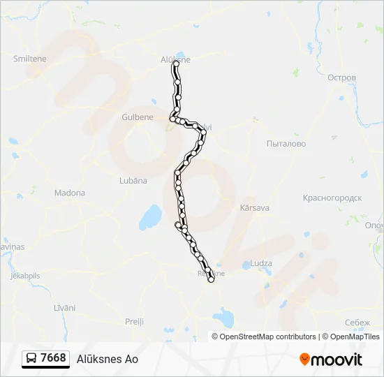Автобус 7668: карта маршрута