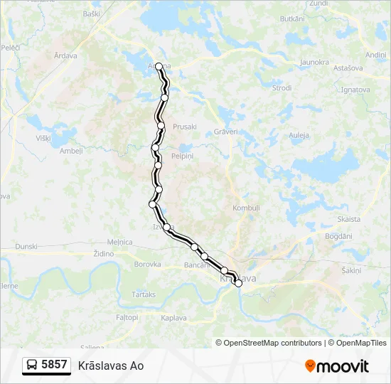 Автобус 5857: карта маршрута
