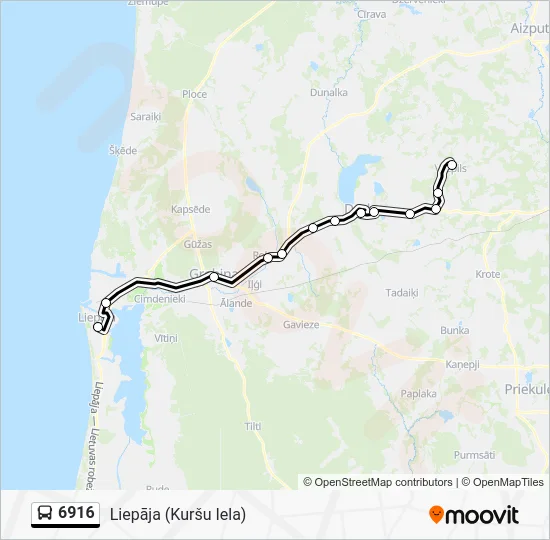 Автобус 6916: карта маршрута