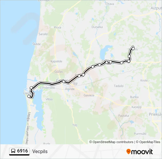 Автобус 6916: карта маршрута