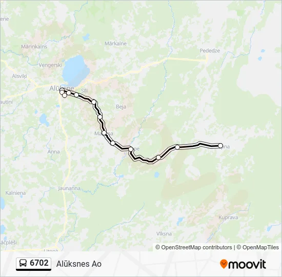 Автобус 6702: карта маршрута