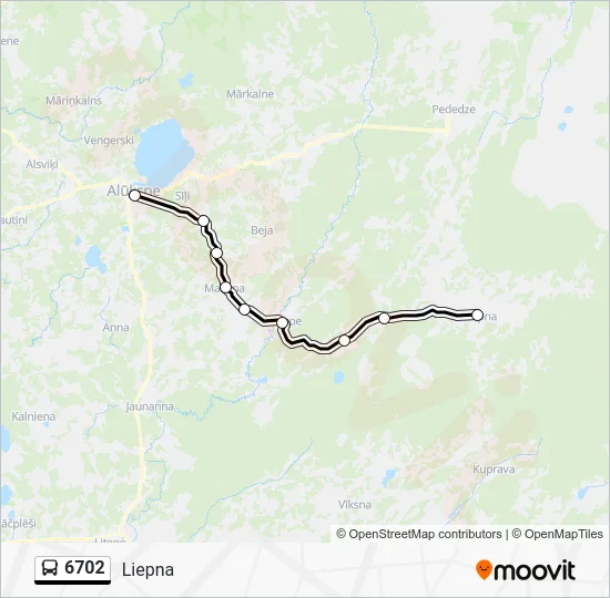 Автобус 6702: карта маршрута