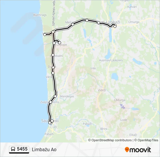 Автобус 5455: карта маршрута