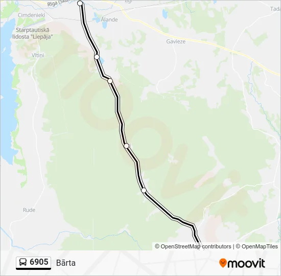 Автобус 6905: карта маршрута