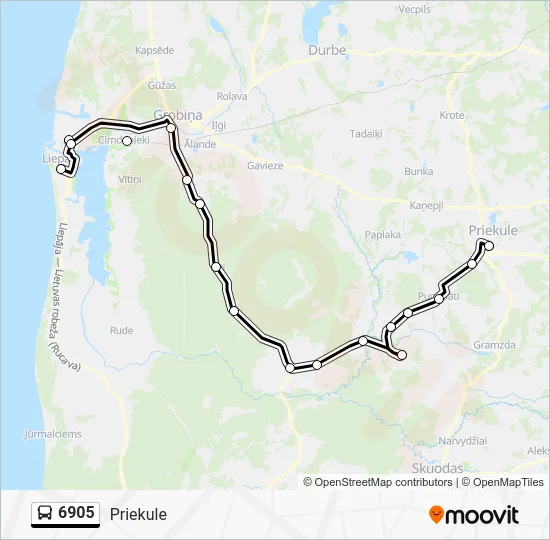 Автобус 6905: карта маршрута