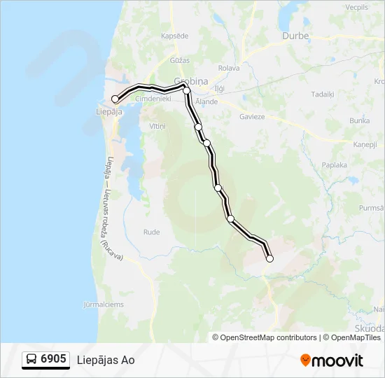 Автобус 6905: карта маршрута