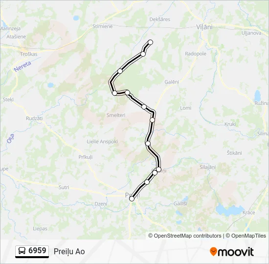 Автобус 6959: карта маршрута