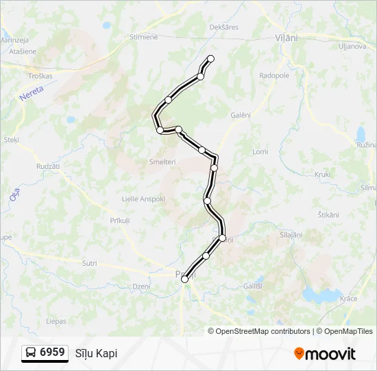 Автобус 6959: карта маршрута