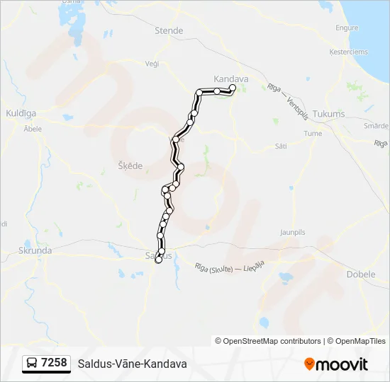 Автобус 7258: карта маршрута